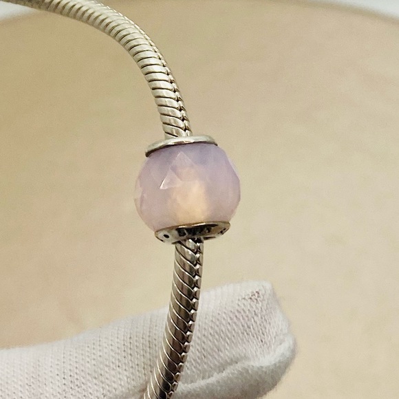 EUC Pandora 791722NOP Sterling Silver Geometric Facets Charm w/ Pink Crystal - Picture 7 of 14